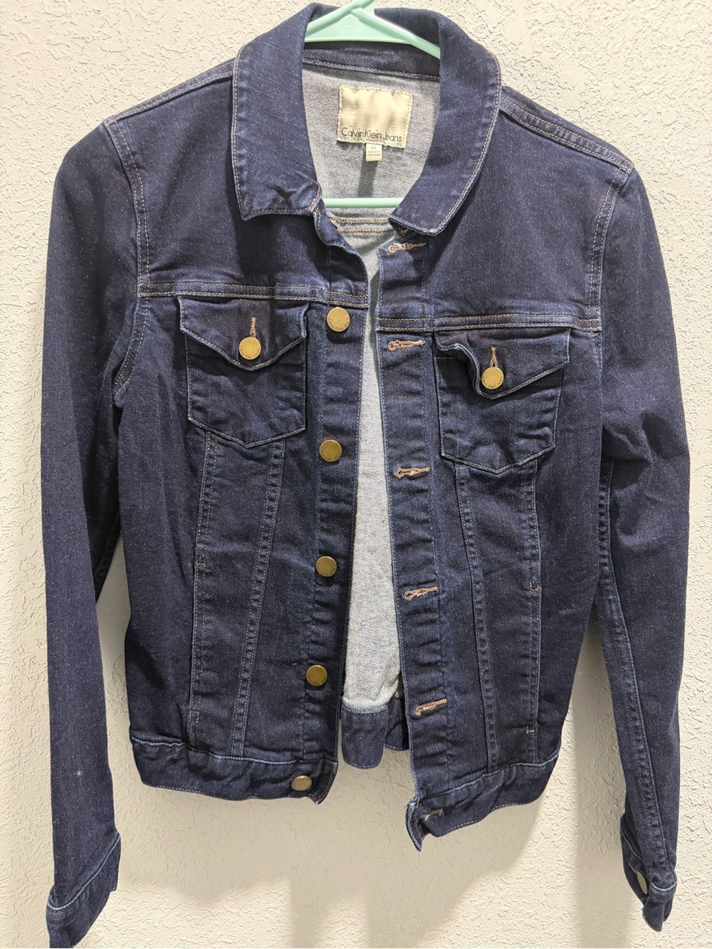 Calvin Klein Jeans Dark Blue Denim Jacket with Brass Buttons